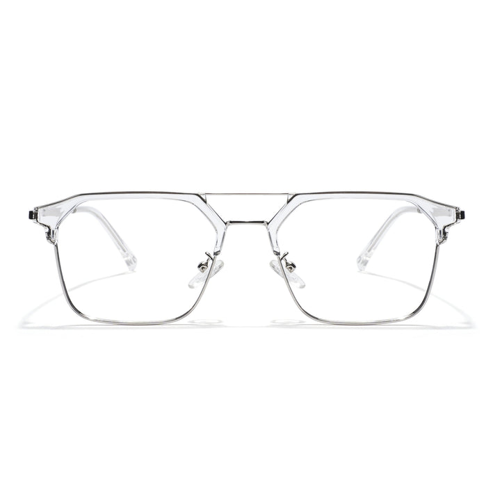 Voyage Transparent & Silver Wayfarer Eyeglasses for Men & Women - MG5836-C3