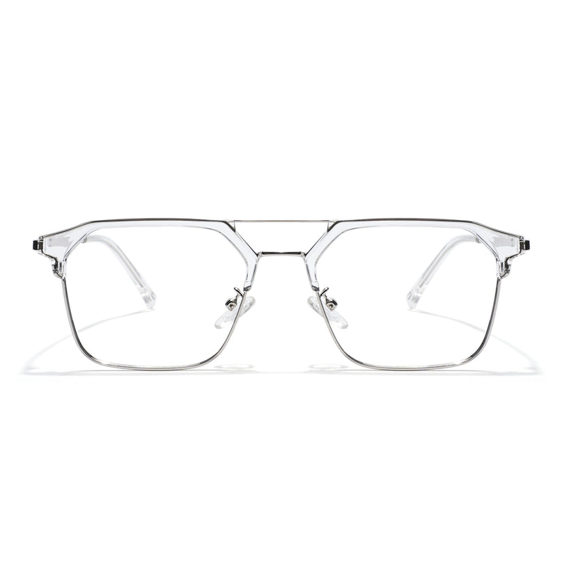 Voyage Transparent & Silver Wayfarer Eyeglasses for Men & Women - MG5836-C3