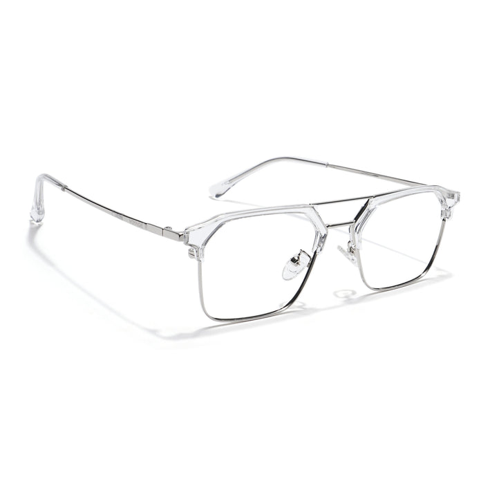 Voyage Transparent & Silver Wayfarer Eyeglasses for Men & Women - MG5836-C3