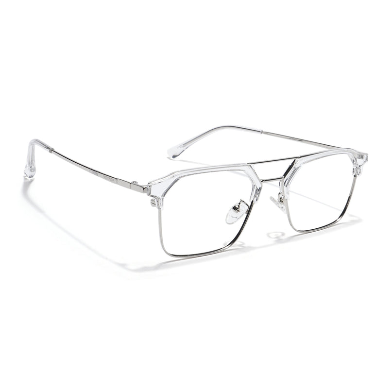 Voyage Transparent & Silver Wayfarer Eyeglasses for Men & Women - MG5836-C3
