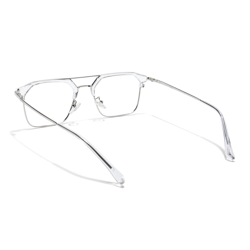 Voyage Transparent & Silver Wayfarer Eyeglasses for Men & Women - MG5836-C3