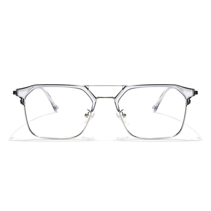 Voyage Grey & Silver Wayfarer Eyeglasses for Men & Women - MG5837-C4