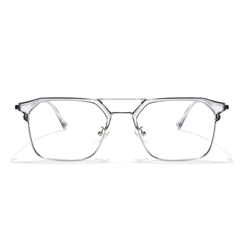 Voyage Grey & Silver Wayfarer Eyeglasses for Men & Women - MG5837-C4