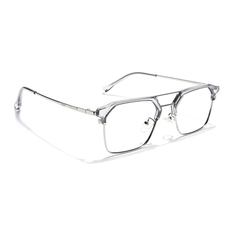 Voyage Grey & Silver Wayfarer Eyeglasses for Men & Women - MG5837-C4