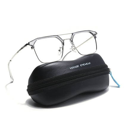 Voyage Grey & Silver Wayfarer Eyeglasses for Men & Women - MG5837-C4