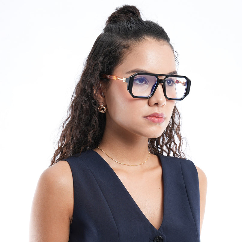 Voyage Goat Black Wayfarer Eyeglasses for Men & Women - MG5072-C3