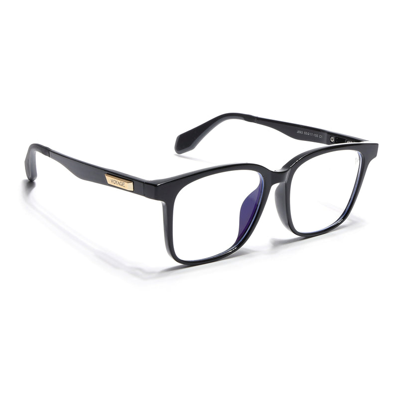Voyage Exclusive Shine Black Wayfarer Eyeglasses for Men & Women - MG4464-C1