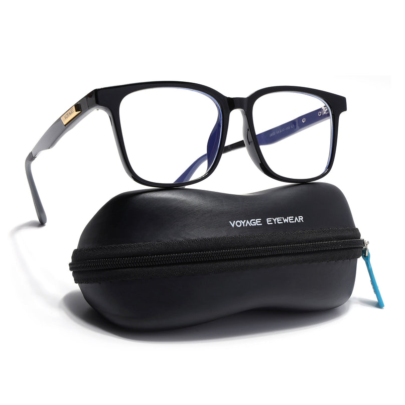 Voyage Exclusive Shine Black Wayfarer Eyeglasses for Men & Women - MG4464-C1