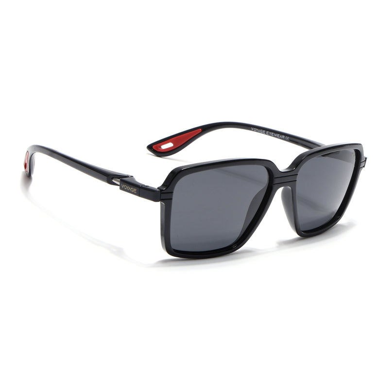 Hydra | Shine Black  Rectangle Polarized Sunglasses | PMG6653