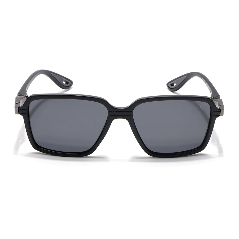 Hydra | Matt Black Rectangle Polarized Sunglasses | PMG6654