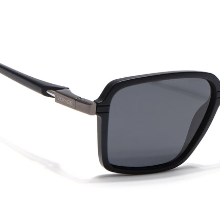 Hydra | Matt Black Rectangle Polarized Sunglasses | PMG6654