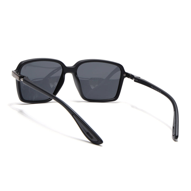 Hydra | Matt Black Rectangle Polarized Sunglasses | PMG6654