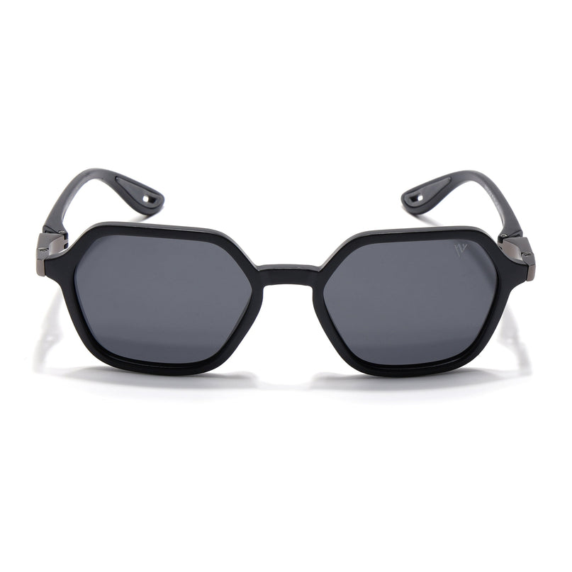 EdgeX | Matt Black Hexagon Polarized Sunglasses | PMG6640