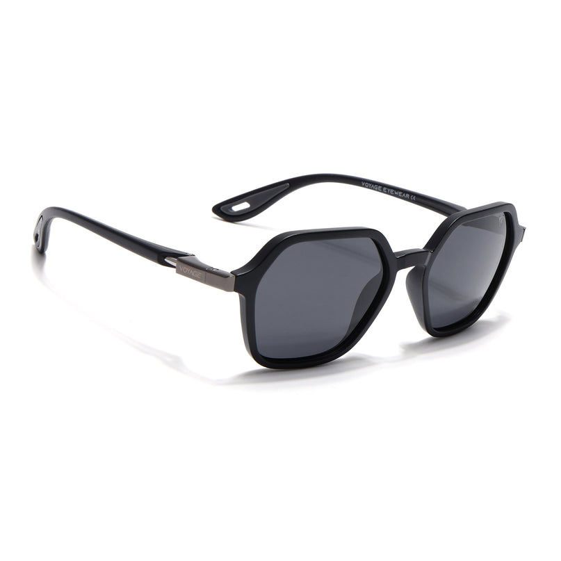 EdgeX | Matt Black Hexagon Polarized Sunglasses | PMG6640