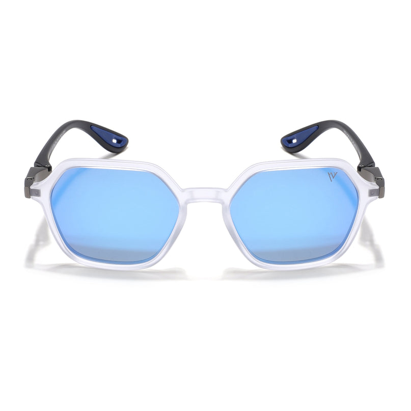 EdgeX | Aqua Blue Reflector Hexagon Polarized Sunglasses | PMG6645