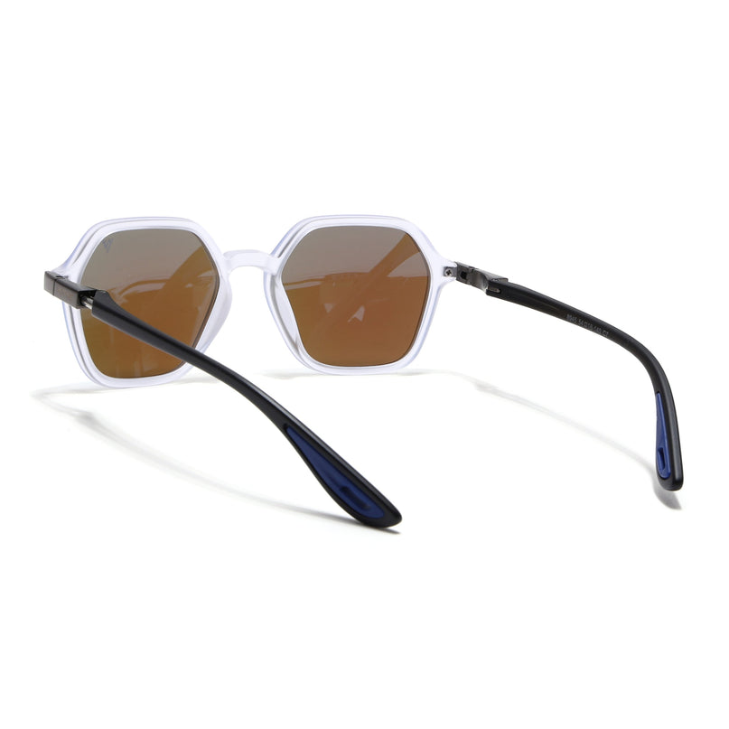 EdgeX | Aqua Blue Reflector Hexagon Polarized Sunglasses | PMG6645