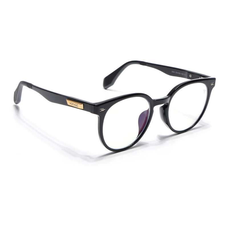 Voyage Exclusive Shine Black Round Eyeglasses for Men & Women - MG4474-C1