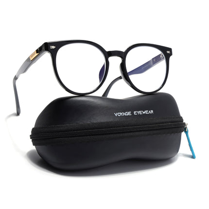 Voyage Exclusive Shine Black Round Eyeglasses for Men & Women - MG4474-C1