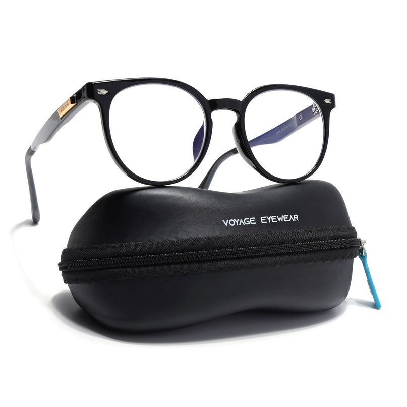 Voyage Exclusive Shine Black Round Eyeglasses for Men & Women - MG4474-C1