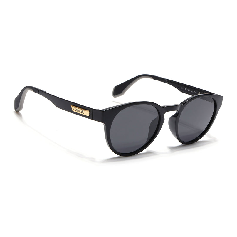 Active Matte Black Round Polarized Sunglasses - PMG4456