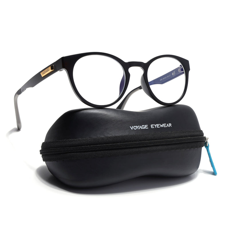 Voyage Exclusive Matt Black Round Eyeglasses for Men & Women - MG4458-C1