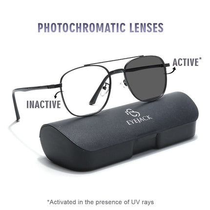 Eyejack Photochromic Black Wayfarer Eyeglasses for Men & Women (9002CL735-C1)