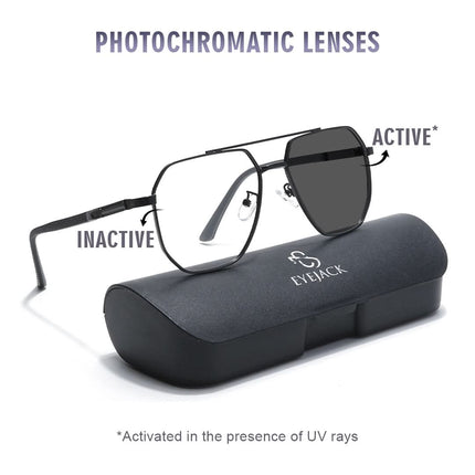 Eyejack Photochromic Black Wayfarer Eyeglasses for Men & Women (9009CL741-C1)