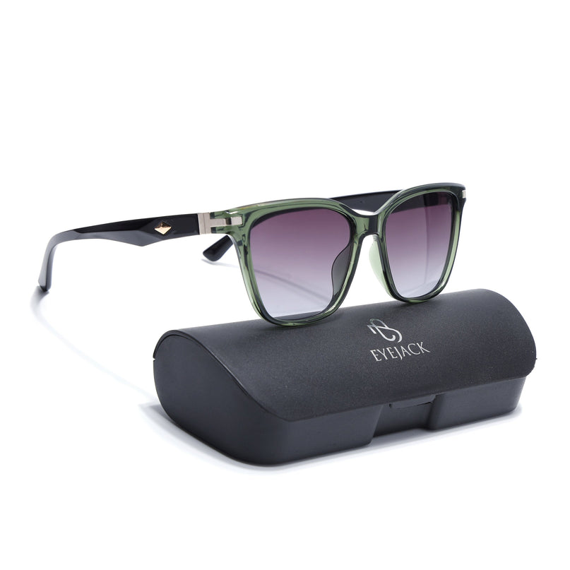 Eyejack Square Sunglasses for Men & Women (Grey & Clear Lens | Olive Frame - 90161CL774)