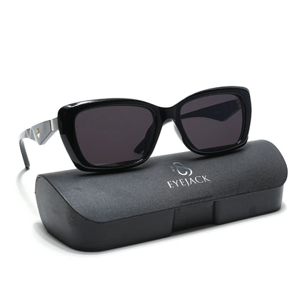 Eyejack Black Rectangle Sunglasses for Men & Women (90164CL848)