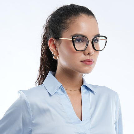 Voyage Glam Black & Golden Cateye Eyeglasses for Women - MG5223-C1