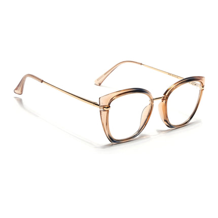 Voyage Glam Brown Blue & Golden Cateye Eyeglasses for Women - MG5225-C3