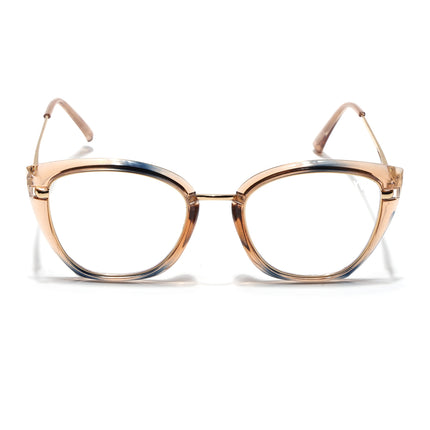 Voyage Glam Brown Blue & Golden Cateye Eyeglasses for Women - MG5225-C3