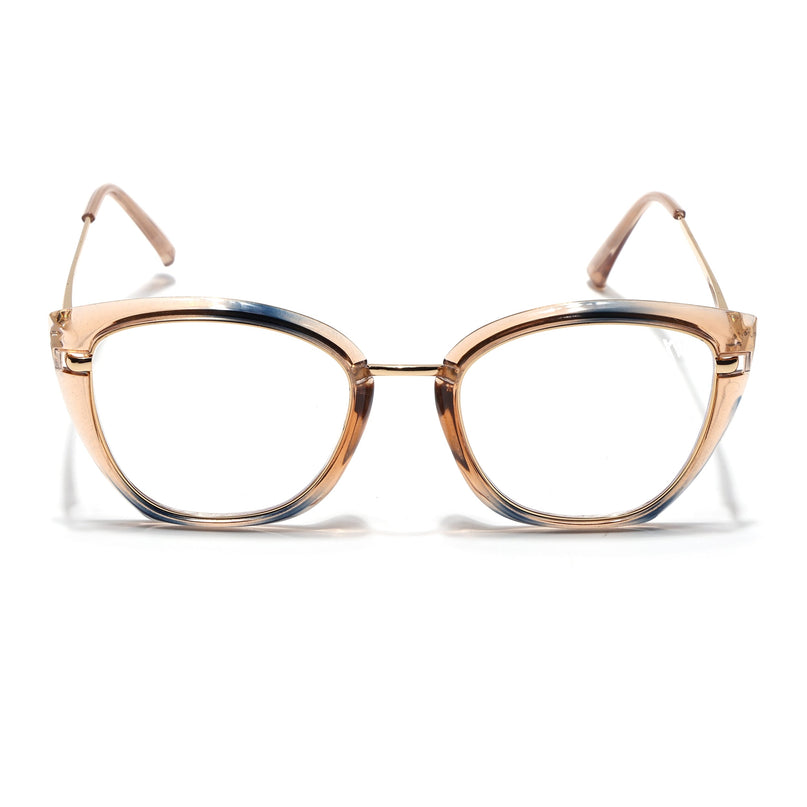Voyage Glam Brown Blue & Golden Cateye Eyeglasses for Women - MG5225-C3
