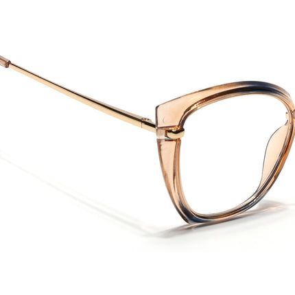 Voyage Glam Brown Blue & Golden Cateye Eyeglasses for Women - MG5225-C3