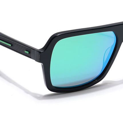 Voyage Select Square Polarized Sunglasses (Green Lens | Black Frame - SLPMG6207)