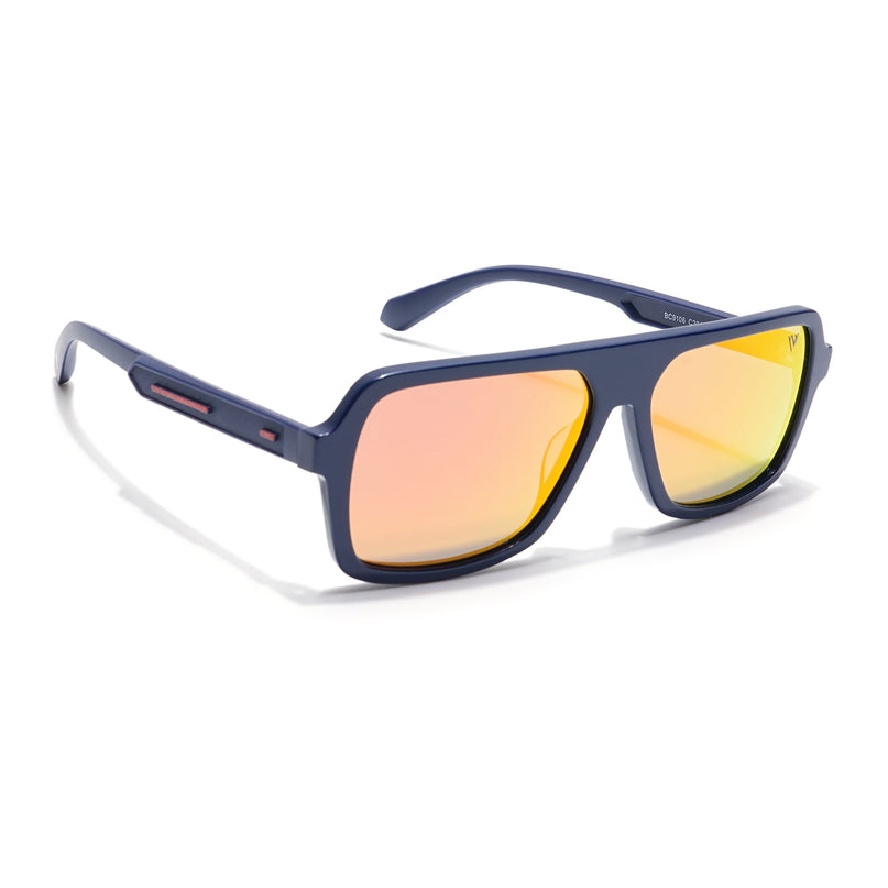 Voyage Select Square Polarized Sunglasses (Red & Yellow Lens | Navy Blue Frame - SLPMG6208)