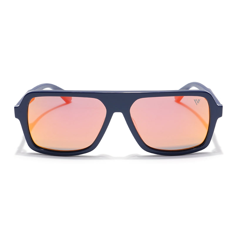 Voyage Select Square Polarized Sunglasses (Red & Yellow Lens | Navy Blue Frame - SLPMG6208)