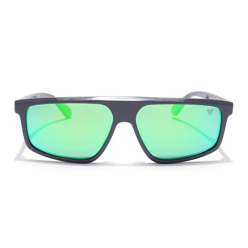 Voyage Select Rectangle Polarized Sunglasses (Green Lens | Grey Frame - SLPMG6201)