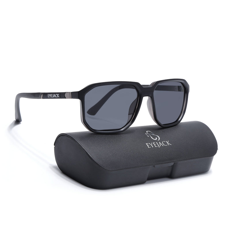 Eyejack Matt Black Wayfarer Polarized Sunglasses for Men & Women (91128PCL1138)