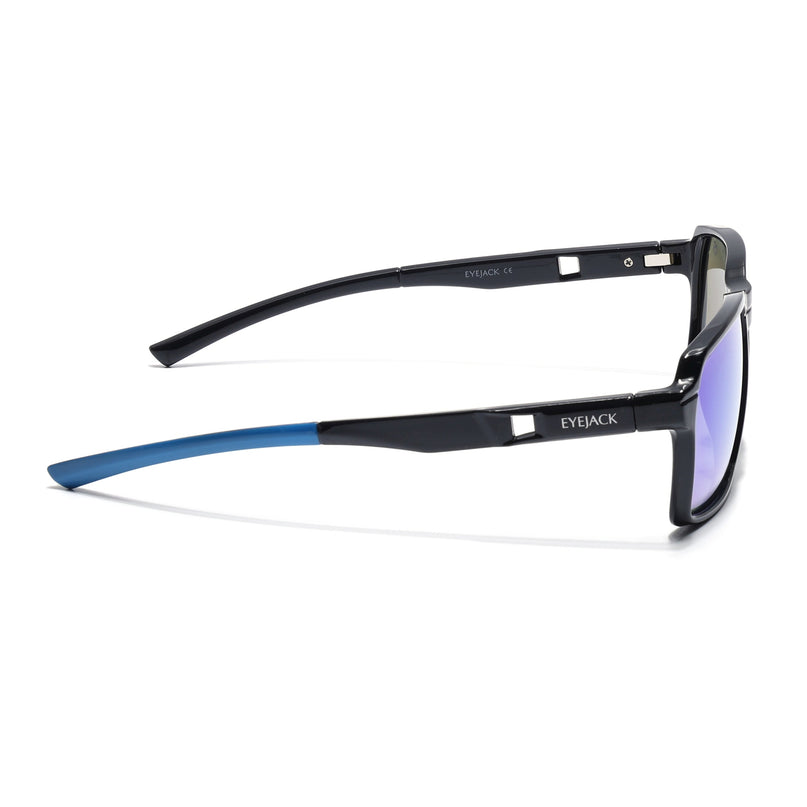 Eyejack Shine Black Wayfarer Polarized Sunglasses for Men & Women (91141PCL1144)