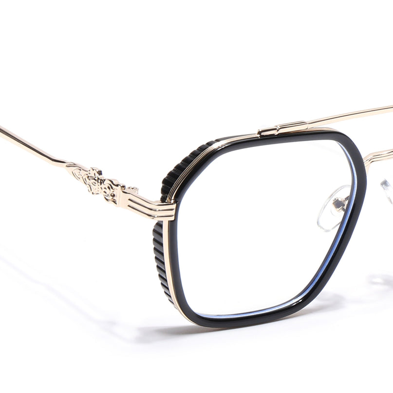 Voyage Black & Golden Wayfarer Eyeglasses for Men & Women - MG5166-C1