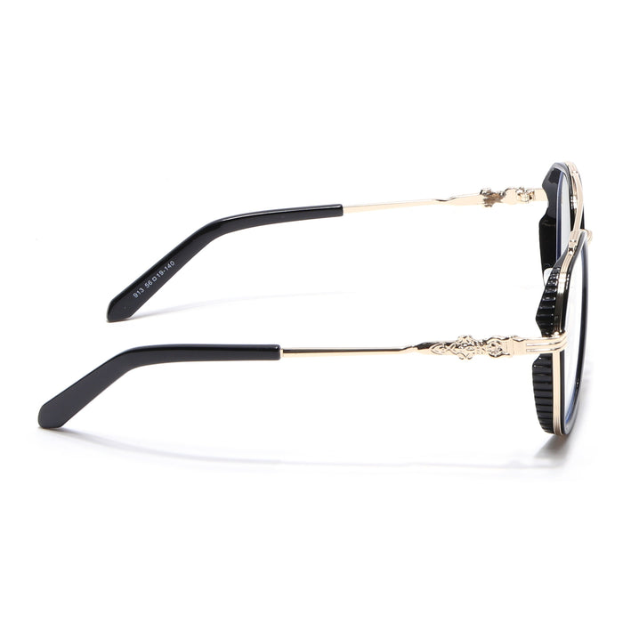 Voyage Black & Golden Wayfarer Eyeglasses for Men & Women - MG5166-C1