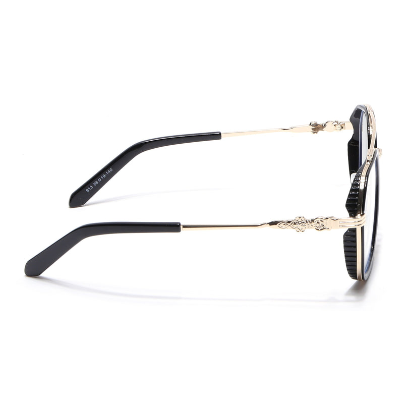 Voyage Black & Golden Wayfarer Eyeglasses for Men & Women - MG5166-C1