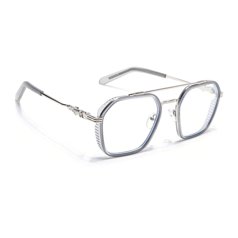 Voyage Grey & Silver Wayfarer Eyeglasses for Men & Women - MG5168-C3