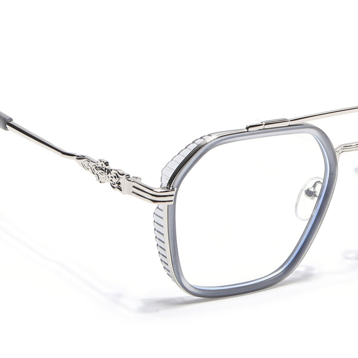 Voyage Grey & Silver Wayfarer Eyeglasses for Men & Women - MG5168-C3