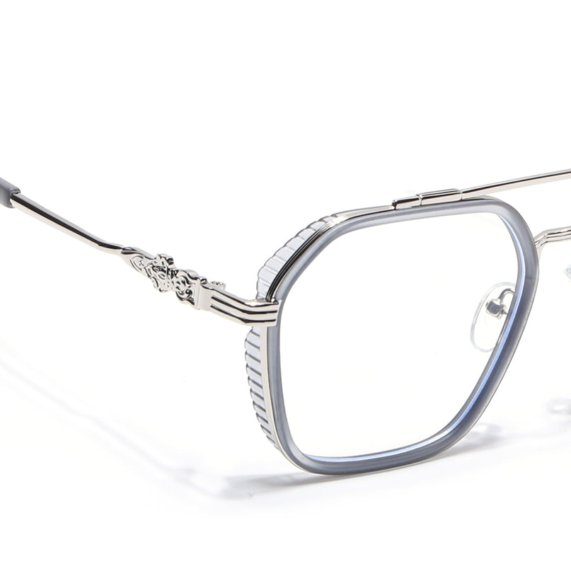 Voyage Grey & Silver Wayfarer Eyeglasses for Men & Women - MG5168-C3