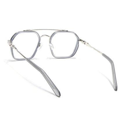 Voyage Grey & Silver Wayfarer Eyeglasses for Men & Women - MG5168-C3