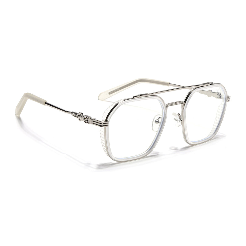 Voyage Transparent & Silver Wayfarer Eyeglasses for Men & Women - MG5169-C4