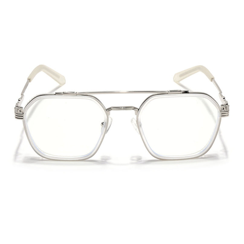 Voyage Transparent & Silver Wayfarer Eyeglasses for Men & Women - MG5169-C4