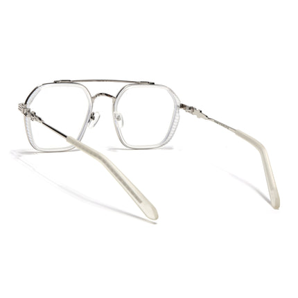 Voyage Transparent & Silver Wayfarer Eyeglasses for Men & Women - MG5169-C4